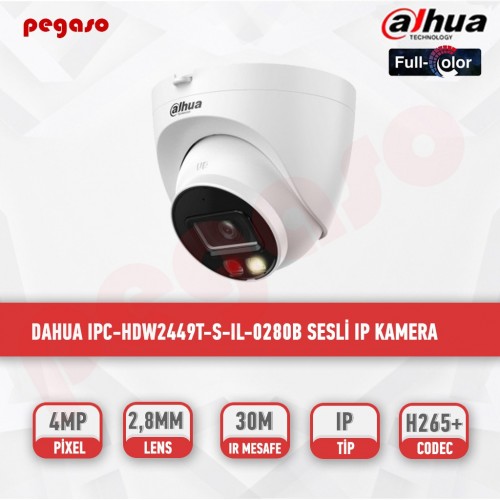 DAHUA IPC-HDW2449T-S-IL-0280B 4MP FULL COLOR IP DOME KAMERA